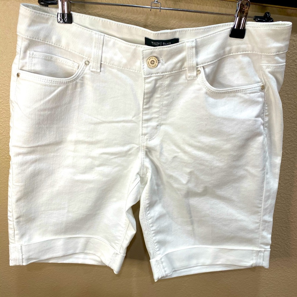 NWT White House Black Market white denim shorts.